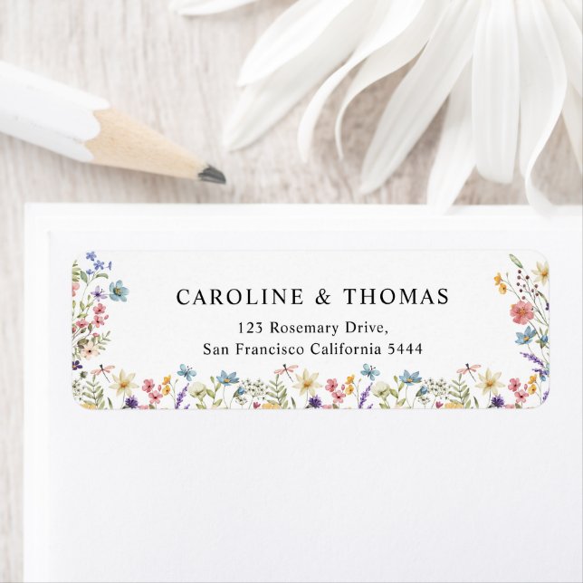 Elegant Wildflower Bloom Wedding Address Label (Insitu)