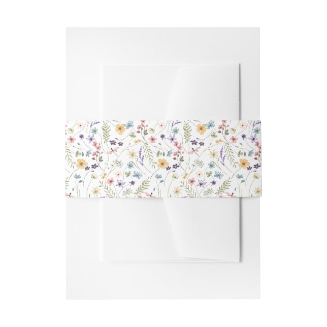 Elegant Wildflower Bloom Wedding Invitation Belly Band (Front Example)