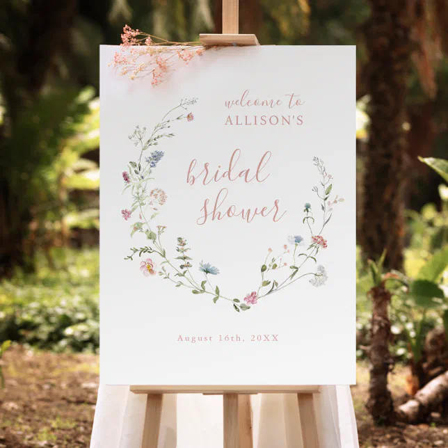 Elegant Wildflower Boho Bridal Shower Welcome Foam Board Zazzle