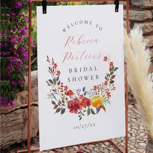 Elegant Wildflower Boho Bridal Shower Welcome Sign