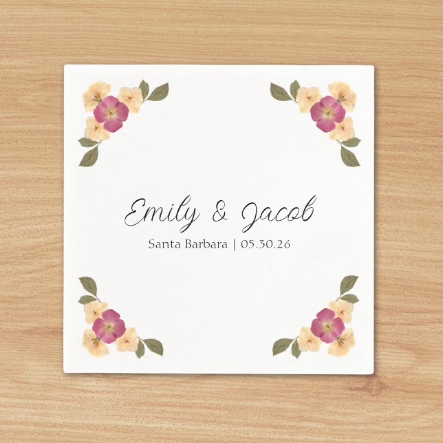 Elegant Wildflower Boho Chic Personalized Wedding Napkins (Creator Uploaded)