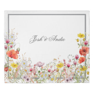Elegant Wildflower Boho Custom Script Names King Duvet Cover