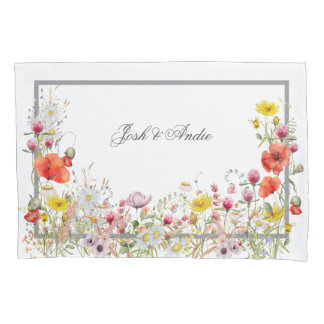 Elegant Wildflower Boho Custom Script Names Pillow Case