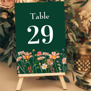 Elegant Wildflower Boho Floral Green Wedding Table Number
