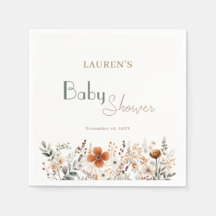 Elegant Wildflower Boho Gender Neutral Baby Shower Napkins