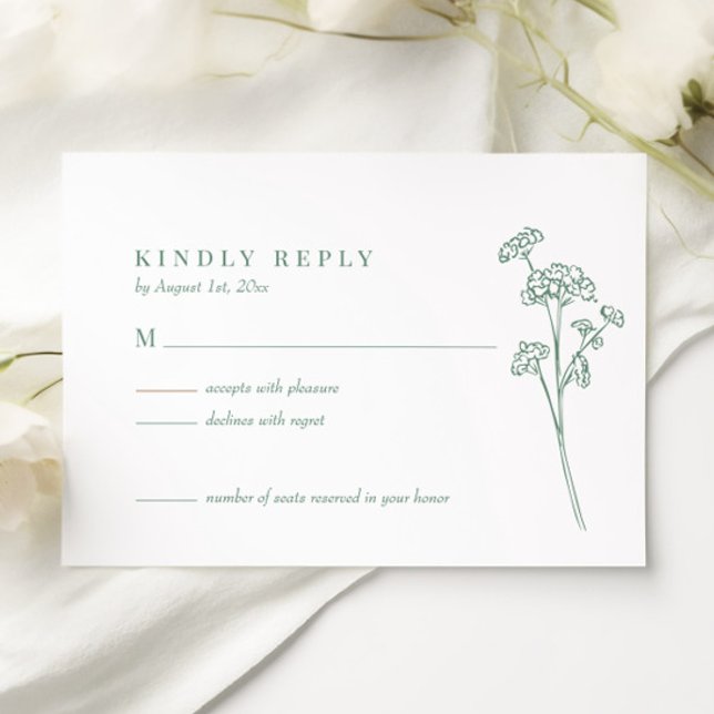 Elegant Wildflower Boho Spring Green Wedding RSVP Card (Creator Uploaded)