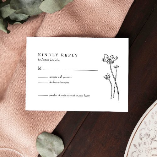 Elegant Wildflower Boho Wedding RSVP Card
