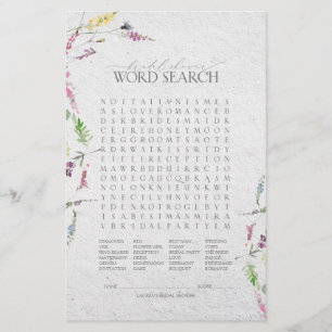 Elegant Wildflower Botanical Bridal Shower Game