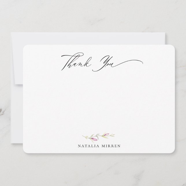 Elegant Wildflower Botanical Floral Thank You Note Card (Front)