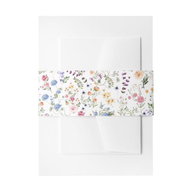 Elegant Wildflower Botanical Garden Pattern Invitation Belly Band (Front Example)