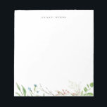 Elegant Wildflower Botanical Notepad<br><div class="desc">Elegant watercolor wildflower botanical,  personalized with name,  notepad.  Text font style and color can be customized.</div>