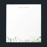 Elegant Wildflower Botanical Notepad<br><div class="desc">Elegant watercolor wildflower botanical,  personalized with name,  notepad.  Text font style and color can be customized.</div>