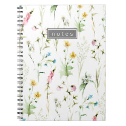 Elegant Wildflower Botanical Pattern Notebook