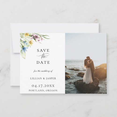 Elegant Wildflower Botanical Photo Save The Date Announcement