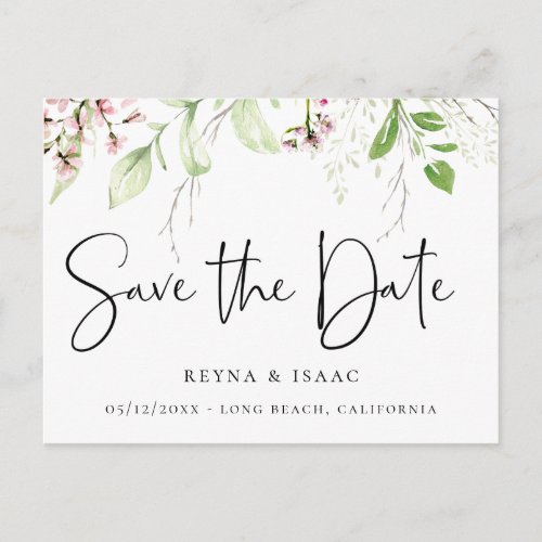 Elegant Wildflower Botanical Save the Date Announcement Postcard