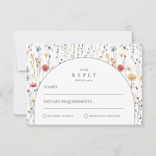 Elegant Wildflower Botanical Wedding RSVP Card