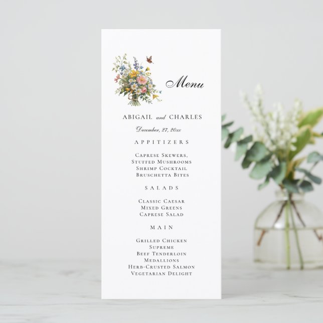 Elegant Wildflower Bouquet Menu (Standing Front)