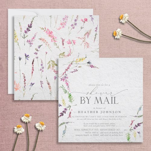 Elegant Wildflower Bridal Script Shower By Mail Invitation