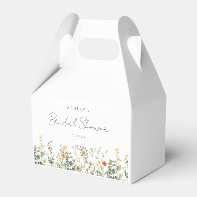 Elegant Wildflower Bridal Shower Favor Boxes (Front Side)