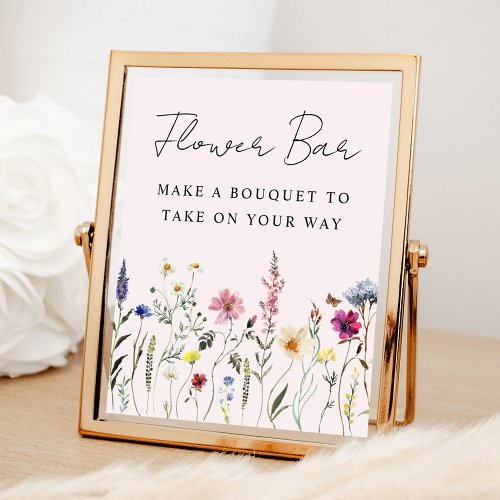 Elegant Wildflower Bridal Shower Flower Bar Sign