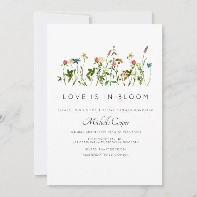 Elegant Wildflower Bridal Shower Invitation (Front)
