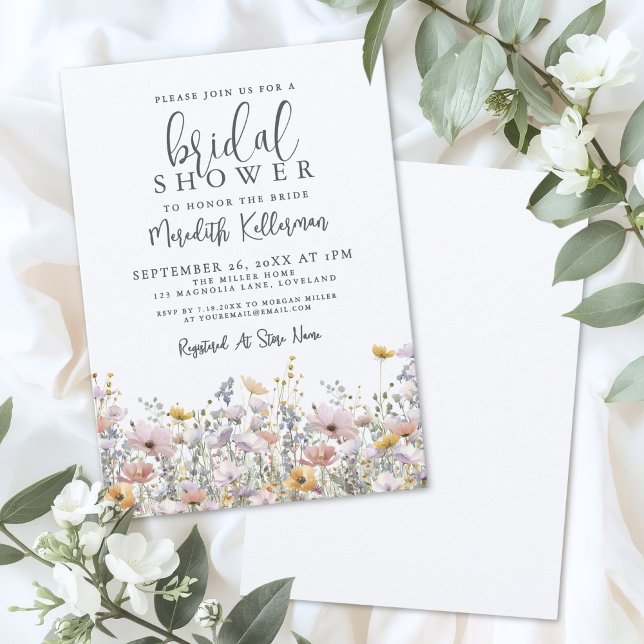 Elegant Wildflower Bridal Shower Invitation (Elegant Wildflower Bridal Shower Invitation)