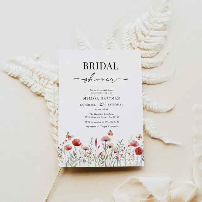 Elegant Wildflower Bridal Shower Invitation Zazzle 9673