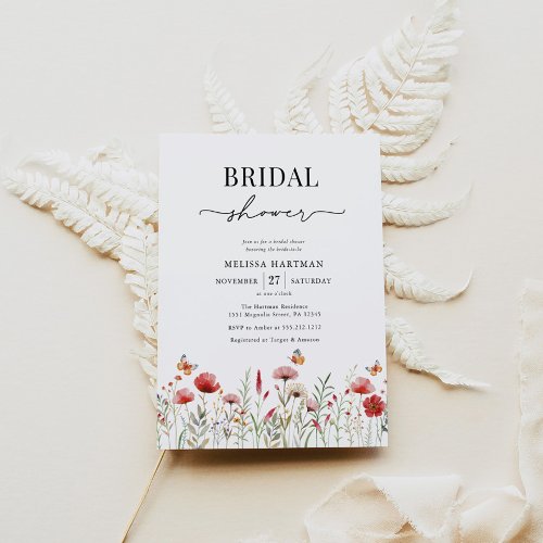 Elegant Wildflower Bridal Shower Invitation