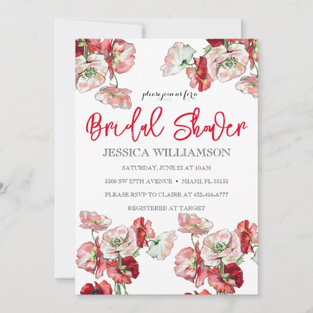 Elegant Wildflower  Bridal Shower Invitation (Front)