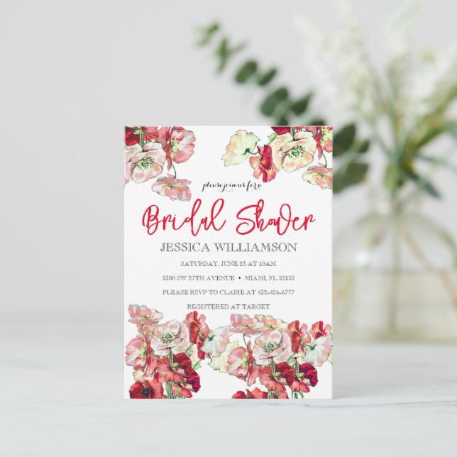 Elegant Wildflower  Bridal Shower Invitation Postcard (Standing Front)