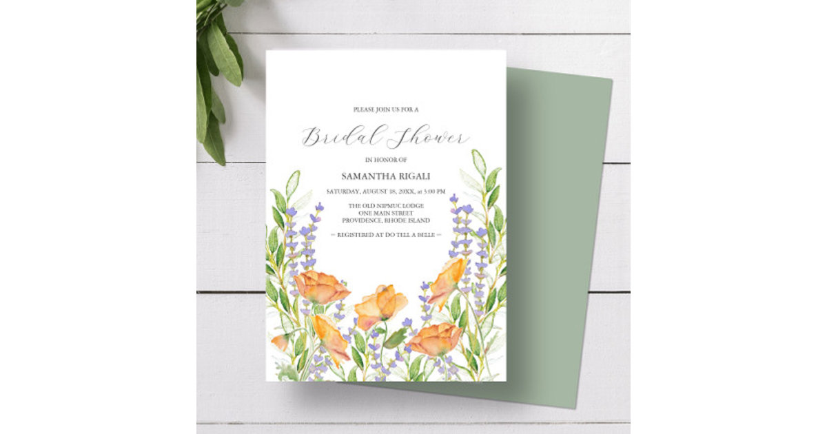 Elegant Wildflower Bridal Shower Invitations Zazzle