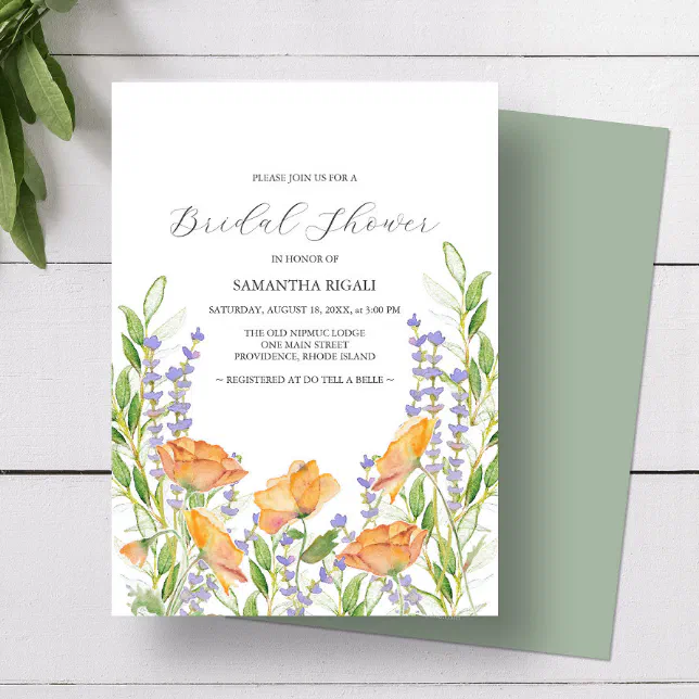 Elegant Wildflower Bridal Shower Invitations Zazzle