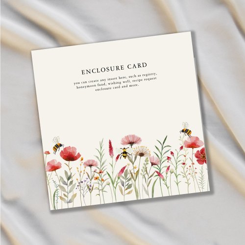 Elegant Wildflower Bridal Shower Meant To Bee Enclosure Card