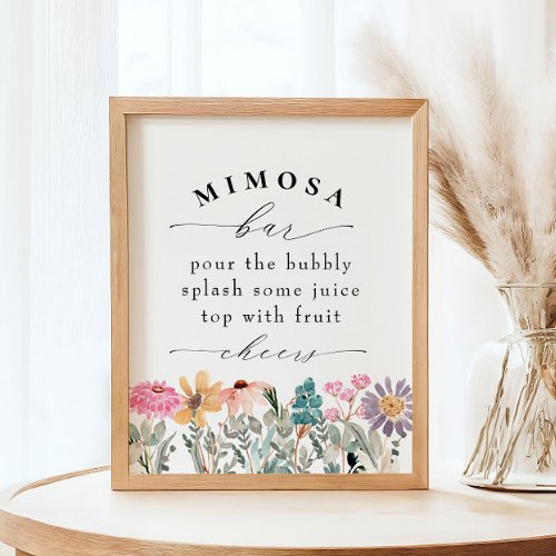 Elegant Wildflower Bridal Shower Mimosa Bar Sign