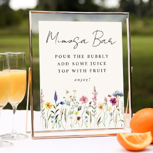 Elegant Wildflower Bridal Shower Mimosa Bar Sign