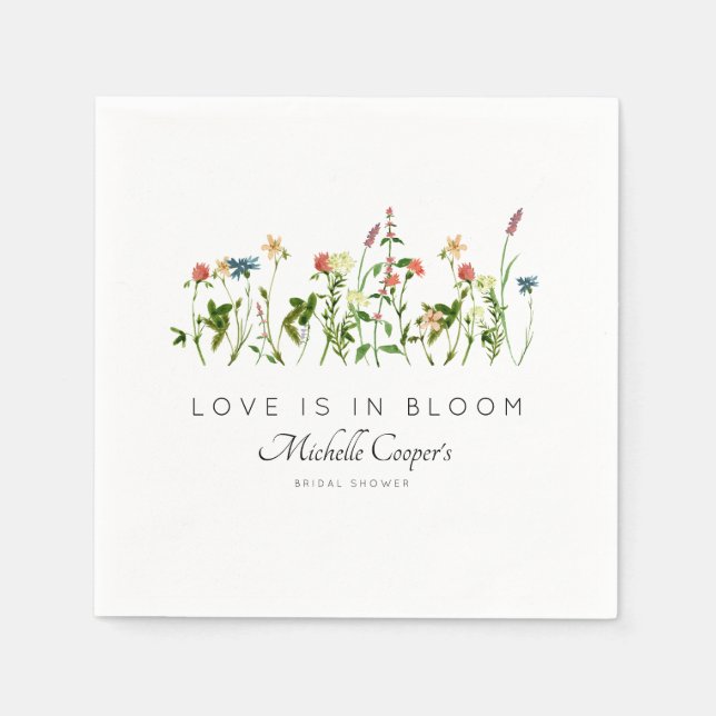 Elegant Wildflower Bridal Shower Napkins (Front)