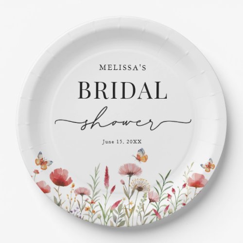 Elegant Wildflower Bridal Shower Paper Plates