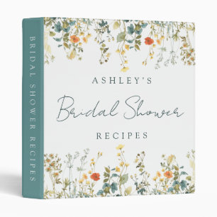 Elegant Wildflower Bridal Shower Recipe 3 Ring Binder
