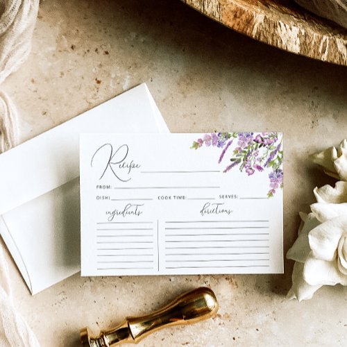 Elegant Wildflower Bridal Shower Recipe Card
