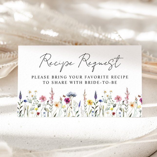 Elegant Wildflower Bridal Shower Recipe Request Enclosure Card (Creator Uploaded)