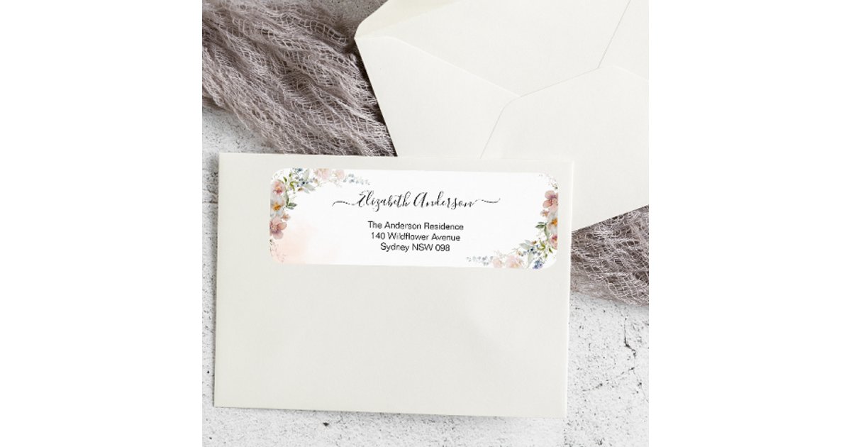 Elegant Wildflower Bridal Shower Return Address Label | Zazzle