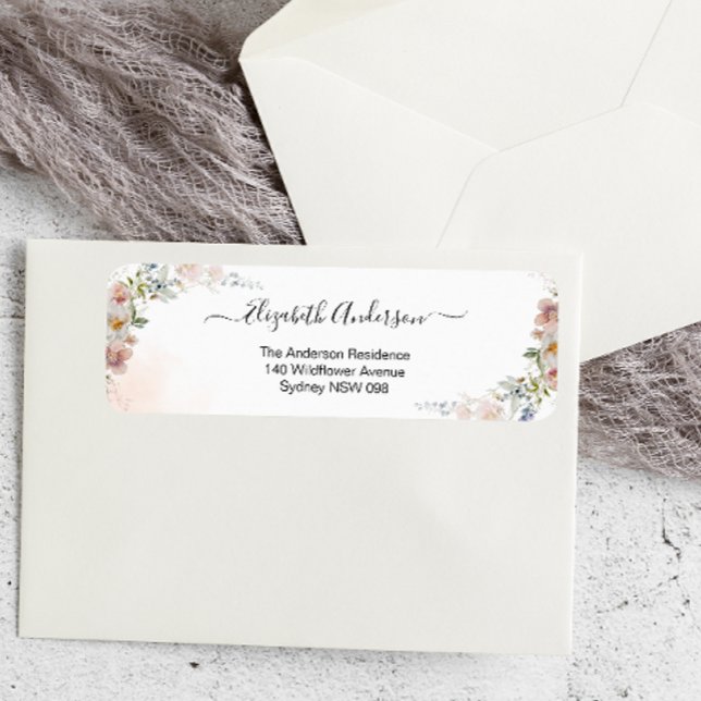 Elegant Wildflower Bridal Shower Return Address Label (Creator Uploaded)