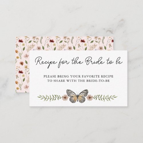 Elegant Wildflower Bridal Shower Share A Recipe  Enclosure Card