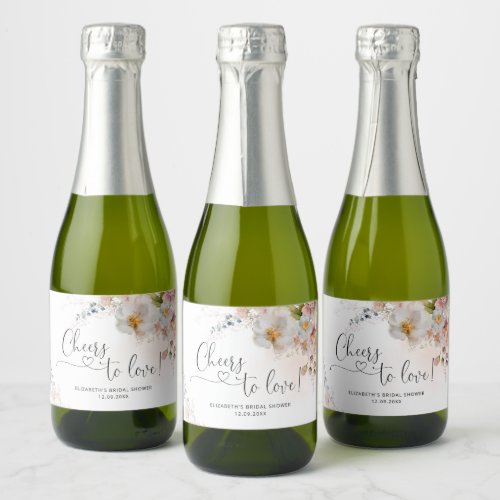 Elegant Wildflower Bridal Shower Sparkling Wine La Sparkling Wine Label