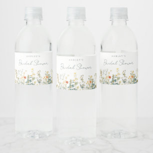 Elegant Wildflower Bridal Shower Water Bottle Label