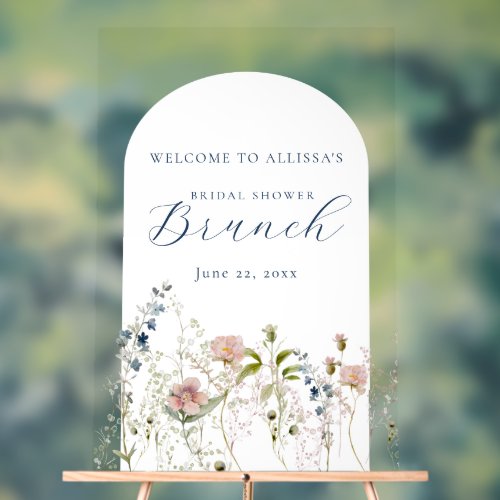 Elegant Wildflower Bridal Shower Welcome Acrylic Sign