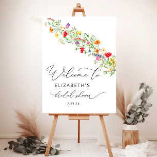 Elegant wildflower bridal shower welcome foam board