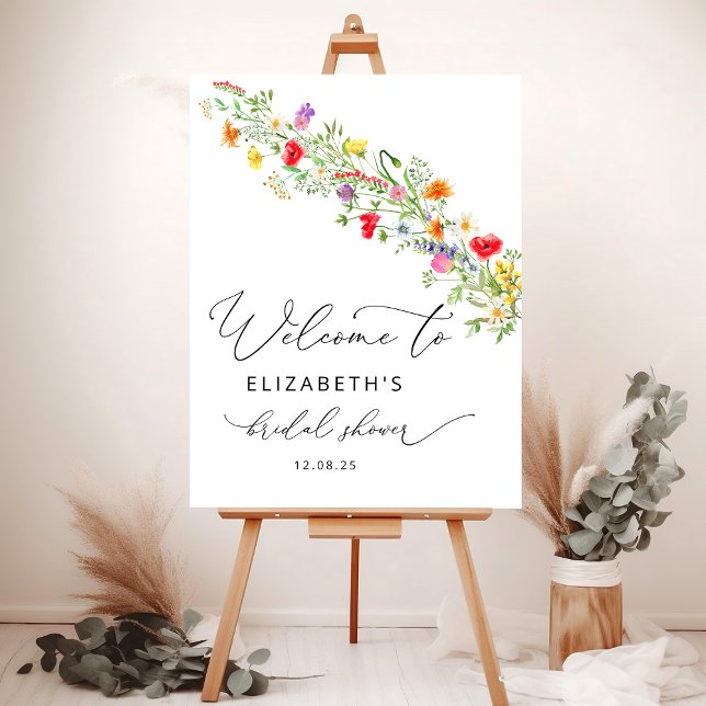 Elegant wildflower bridal shower welcome foam board (Creator Uploaded)