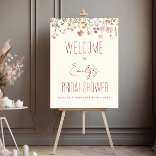 Elegant Wildflower Bridal Shower Welcome Sign