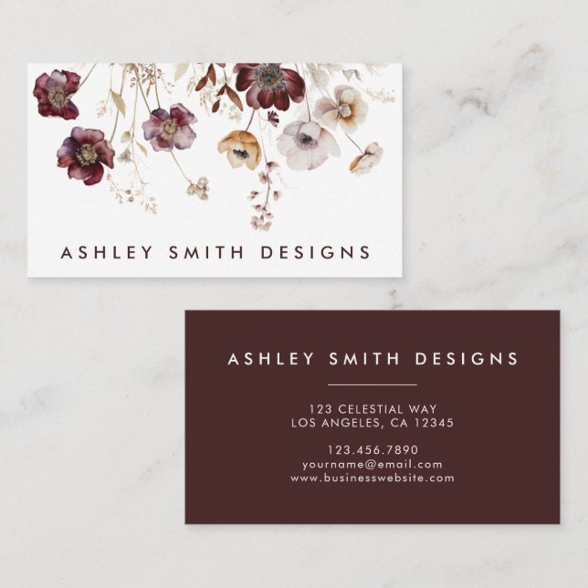 Elegant Wildflower Business Card (Front/Back)